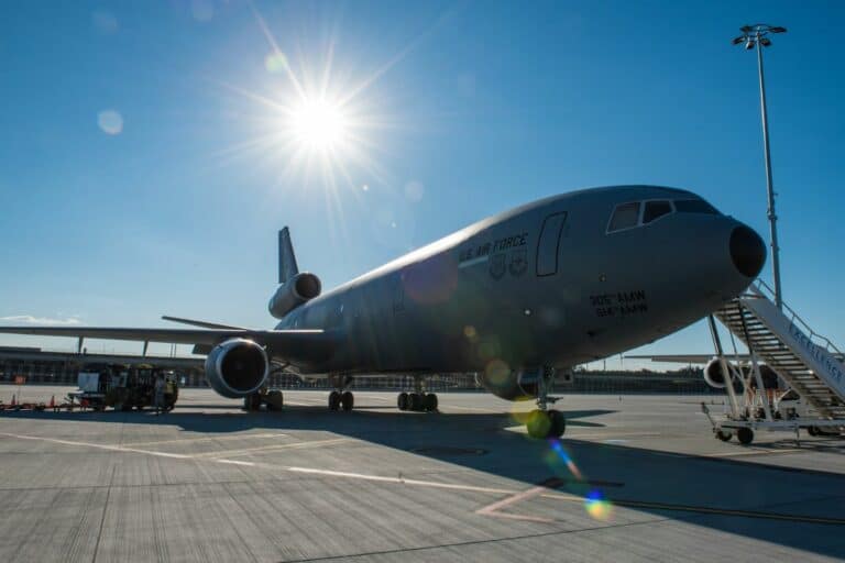 A military aircraft on the tarmac