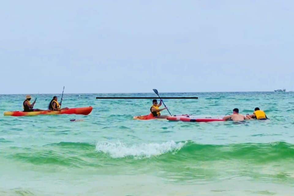 Recreational kayaks in the ocean